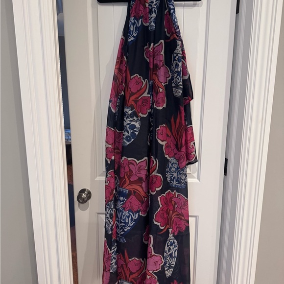 Ted Baker Organza Floral Halter Maxi Dress - Pink and Blue - Picture 3 of 7